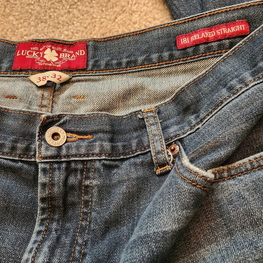 Lucky Brand 181 Relaxed Straight Mid-rise Men's Blue Jeans - Size 38x32 - Picture 2 of 11